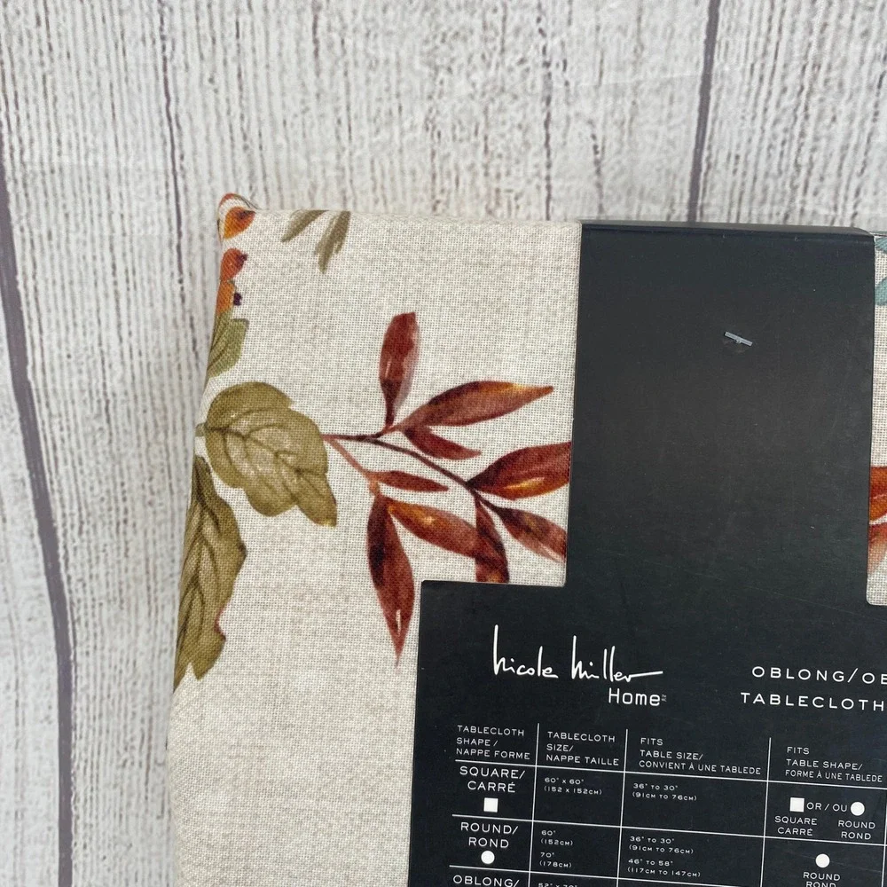 Nicole Miller Tablecloth 60x144 Cream Floral Bird Oblong Autumn Fall Harvest